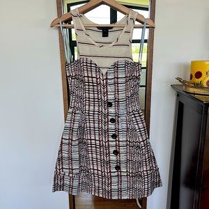 Marc By Marc Jacobs Striped Tank Dress with Sweetheart Bodice and Zig Zag Print